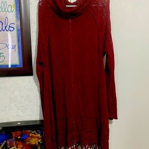 Long burgundy sweater